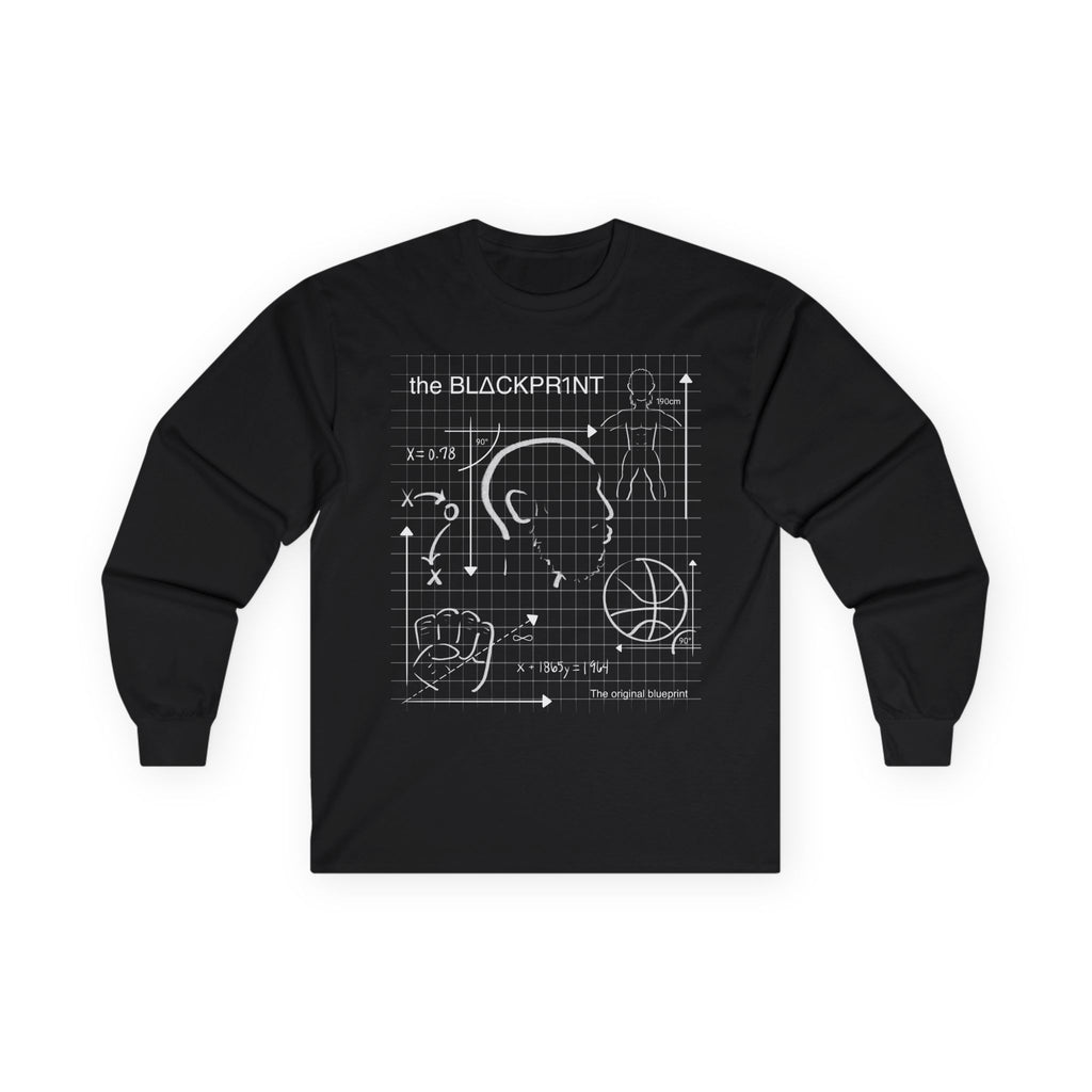 BlΔckpr1nt Blueprint Basketball Long Sleeve Tee