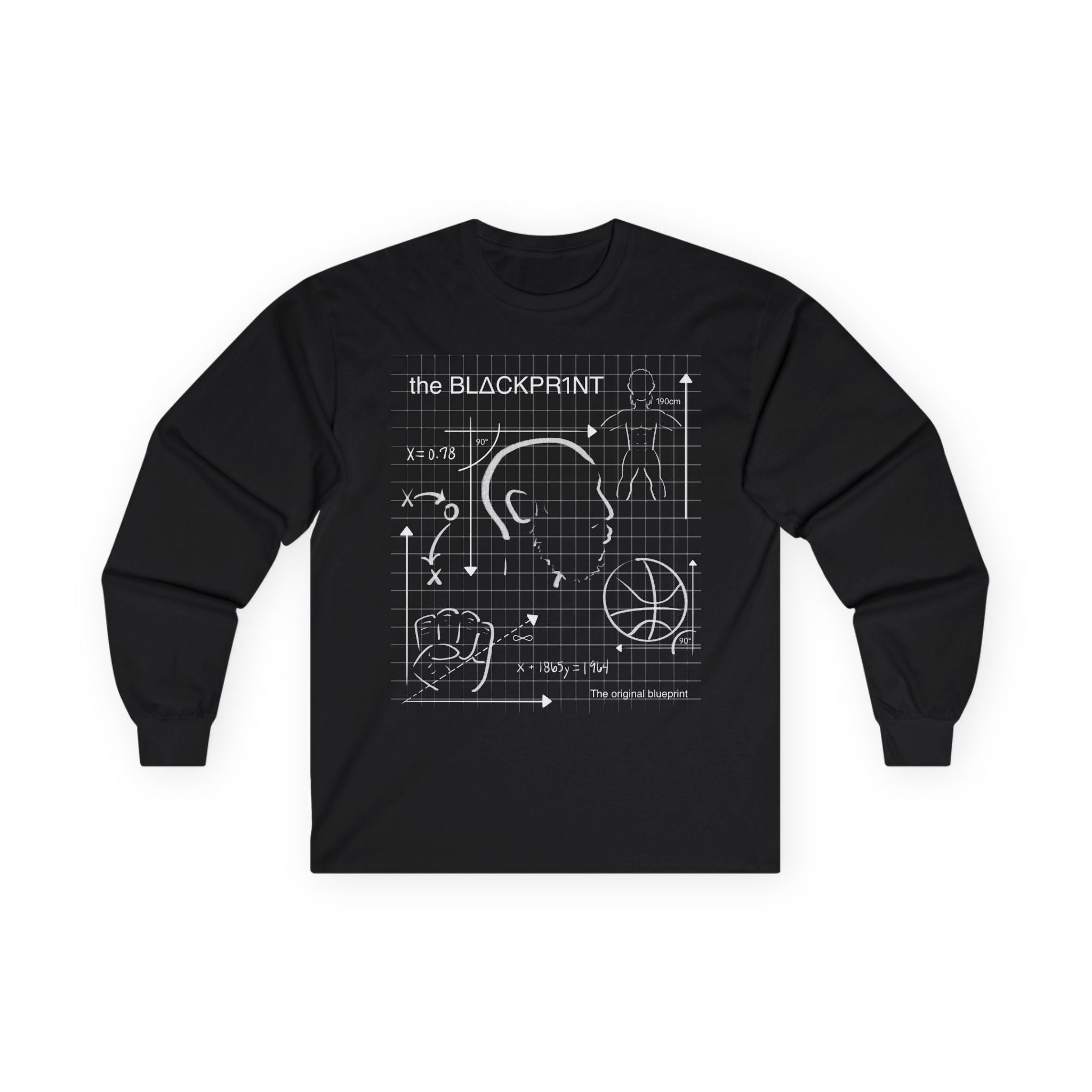 BlΔckpr1nt Blueprint Basketball Long Sleeve Tee
